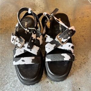 Cow Print Strappy Sandals
